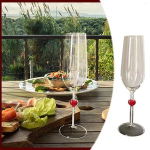 Vattenflaskor hjärtformad bar Champagne Cup Valentine's Day Diamond Goblet High Borosilicate Glass Vin Metal kaffekoppar