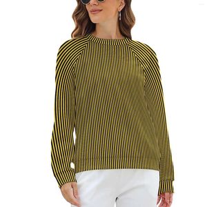 Hoodies femininos listra náutica amarelo e preto streetwear oversized hoodie senhoras manga longa moderno gráfico roupas casuais