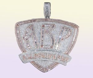 Chains 2022 Iced Out Full Bling Cubic Zirconia Baguette Initial Letters ABP Charm Pendant Necklace For Hip Hop Men Fashion Punk Je5302871