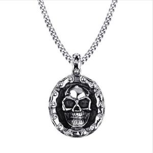 Herren Fahrrad Halsketten Edelstahl Vintage Totenkopf Motorrad Kette Anhänger Halskette für Männer Junge Punk Stil Schmuck PN-706248m