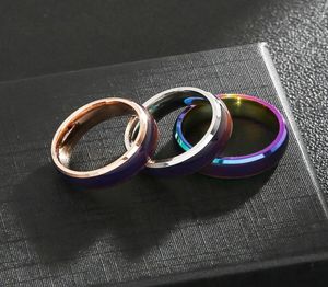 6pcs Stainless steel couple change color mood ring for women and men size 6 to 122502251