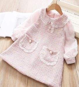 Fashion Autumn Girls Princess Dress Kids Children Baby Knit Ruffle Doll Collar Long Sleeve Party Dresses Vestidos7153464