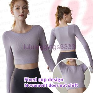 Lu Home abbigliamento yoga Ebb to Street replica ufficiale di fascia alta dello stesso modello con 1 1 top sportivo da donna artigianale a maniche lunghe Senza bordi