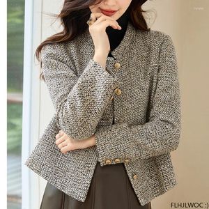 Jaquetas femininas bonito curto retro vintage design preppy chique coreia japão estilo meninas senhora do escritório casual casacos de lã 2024 inverno primavera