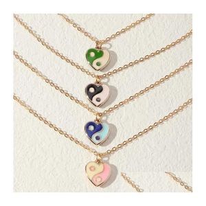 Pendant Necklaces Sweet Cool Yin Yang Tai Chi Necklace Trendy Colorf Oil Drip Ba Gua Love Heart Neck Chain Jewelry For Womens Drop D Dhvzs