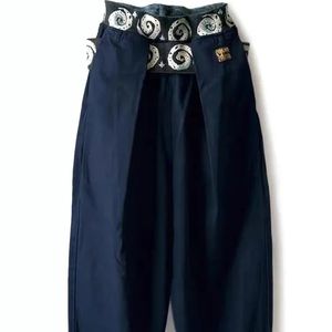 Cotton Elastic Waist Loose Casual Men's and Women's Fashion Jeans Wide Leg Pants