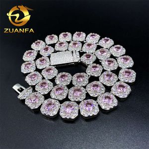 Preço de venda quente cluster corrente de tênis latão cor rosa cz diamante personalizado hip hop jóias link cubano