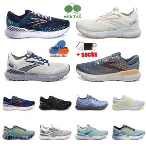 Scarpe da corsa Brooks Nero Cielo Blu Grigio chiaro Nuvola Bianca Pesca Blu scuro Donna Uomo Atletico Sport all'aria aperta Scarpe da ginnastica Mesh Tennis Jogging Walking Runners Sneakers