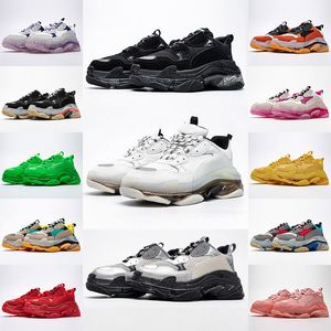 2024 Triple s con ragazze calzini rosa rosa beige uomini donne 17w papà nero giallo femminile neon verde sneaker esterno addestratore di cristallo 36-45