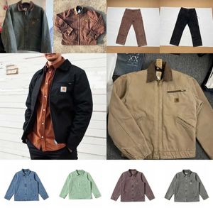 Designer Mens Carhart Jaquetas Vintage Lavado Jaqueta de Lona Lapela Cardigan Carharttlys Jaqueta Slim Pintado Patch Jaquetas Outwear Casacos Lágrimas Empilhados Jeans J