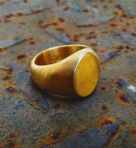 Eyhimd Cool Mens Matte Gold Signet Ring Simple Men039S minimalistiska rostfritt stål Ring Punk smycken gåva till Guy173641835120234