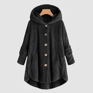 Kvinnorjackor Furry Coat Autumn Winter Casual Plush dragkedja Hoodie Loose Warm Teddy Bear Coats Solid Color Jacket