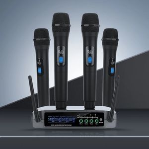 Profesyonel VHF Kablosuz Mikrofon Sistemi 4 Kanal Handheld Karaoke Ev Partisi Kilisesi Etkinlik TV Hoparlörü 231228