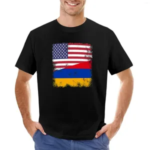 Men's Polos Half Armenian Flag Design | Vintage Armenia USA Gift T-Shirt Sweat Shirt Animal Print For Boys Korean Fashion Men