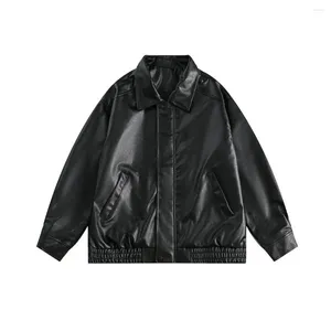 Мужские куртки в стиле ретро, однотонная мотоциклетная кожаная куртка, мужская осенняя свободная и красивая уличная бейсбольная форма, пальто, уличная одежда