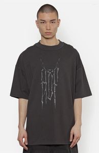 Męskie koszule 23ss fasion arnodefrance płynny metal logo vintage ADF koszulka 1: 1 Wysokiej jakości luźne umyte swobodne t-shirty streetwear