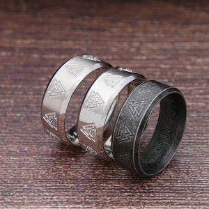 Anel nórdico vintage masculino feminino simples 14k ouro branco odin viking rune anéis amuleto moda jóias para melhor amigo presente