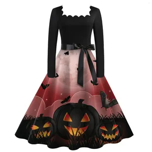 Casual klänningar önskar en bit unik golvlängd för kvinna 2023 långa ärmar halloween frocks flickor vestidos para mujer