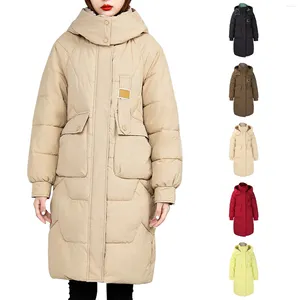 Casacos femininos mulheres longo casaco acolchoado com capuz maxi comprimento manga puffer jaqueta acolchoada inverno s suéteres drape frente cardigan