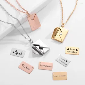 Pendant Necklaces Personalized Envelope Love Letter Necklace Custom Locket Couples Name Secret Message Gift