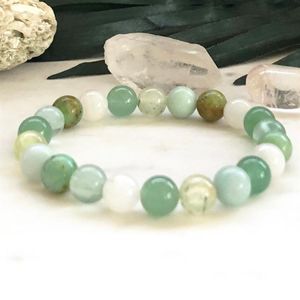 MG0874 Novo Design Verde Aventurina Prehnite Pulseira Feminina Africana Turquesa Moonstone Energy Power Bracelet292Q