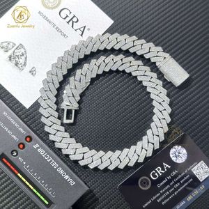 necklace moissanite chain 18mm Wide Cuban Chain Necklace Jewelry Hip Hop Jewelry Full Diamond CubanBracelet for Men