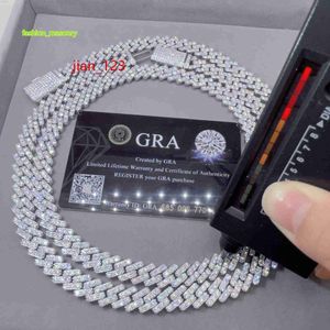 Pass Diamond Tester buzlandı VVS Moissanite 925 STERLING Gümüş 10mm Küba Bağlantı Zinciri