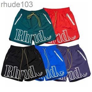 Shorts Men's Rhude Designer Sweatpants Summer Hip Hop Casual Pants Basketball Beach Black Red and Blue Breathable Mesh KR6P