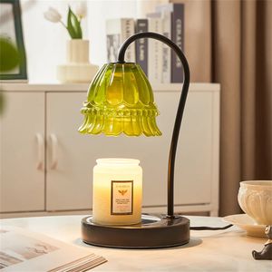 European Design Melted Wax Lamp Lily Flower Marmor Melted Candle Lamp Table Light Bedroom Diffuser Aromaterapy Candle Stand 231228