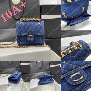 Branda de designer de bolsas de ombro de alta qualidade Tofu Bolsas de bolsas femininas Cadeia de bolsa retro Postman Francês Capa da moda FLAP CLÁSSICA DENIM PROMELHA