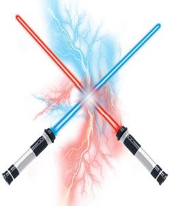 toy 2 Pieces Sound Lightsaber Cosplay Props Kids Double Light Saber Toy Sword for Boys Christmas Gifts79444646386164
