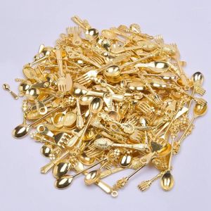 Charms Random Mix Gold Color Tableware Spoon Bulk For Jewelry Making Supplies Metal Alloy Material Handmade Keychain Accessories