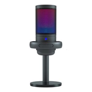 Mikrofon USB do nagrywania i przesyłania strumieniowego na PC Mac Słuchawki wyjściowe przycisk dotykowy RGB Hypercardioid 231228