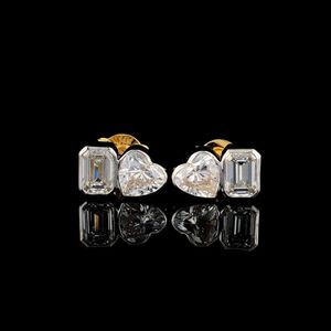 2 ct. Emerald Heart Cut Studörhängen i 14K Solid Gold Bezel Seting Trending Design Lab Grown Diamond Ear Studs OEM
