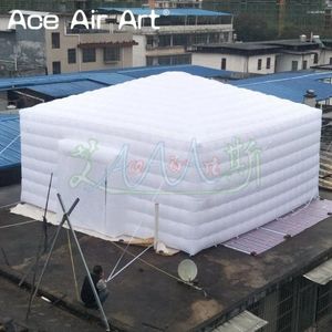 Украшение вечеринки 7.2x7.2x3.2mH Красивая белая надувная палатка-куб надувной шатер со свободным воздуходувкой для торговых выставок на открытом воздухе