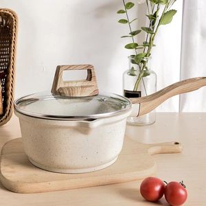Cookware Sets Modern Kitchen Non-stick Pot Stone Milk Set Wooden Handle Frying Pan Soup
