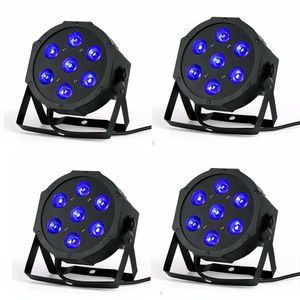 4PCS LOT LED Flat PAR7X12W/RGBW 7x18W RGBWA+UV Light DMX512 6-10CH Stage Light Stroboscope dla domowej rozrywki profesjonalny