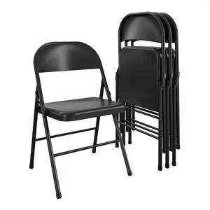 キャンプ家具の主力鋼折りたたみ椅子（4パック）ブラックアウトドアパティオガーデン|アメリカ合衆国
