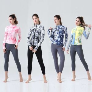 Define Yoga Long Women Sport Jacket Camo Elastic Running Sportswear Fitness Stand Collar Coat Workout Jackets Comprehensive Activewear Ladys