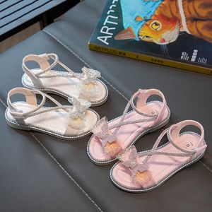 Sandalet Rhinestone Kelebek Ayakkabıları Çocuklar İçin Kızlar Flip Flops Jelly Sandals Ayakkabı Yatak Düz Sandalet On Küçük Kız Ayakkabı R231229