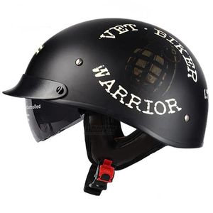 Hełmy motocyklowe czarny vintage hełm otwartego twarzy pół retro moto casco capacete kropka appd motociclistas kobiety upuszcza dostawa samochodowa dhomw