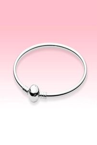 Real 925 Sterling Silver Ball Clasp Bangle Bangle Bangle Bangle Bangle Bangle Bangle Box for DIY Charms Bracelet for Women Mens Bangles4848653