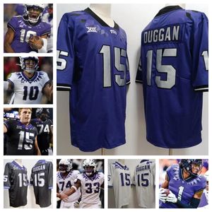 Personalizar camisetas de fútbol TCU Horned Frogs NCAA College 15 Grant Tisdale 2 Trey Sanders 9 Emani Bailey 13 Luke Pardee 0 Cam Cook Hombres Mujeres Jóvenes todo cosido