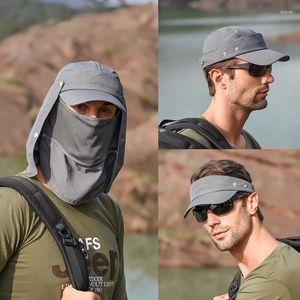 Berets Men's Summer Protective Removable Baseball Hat Protect Face Neck Cover Ear Flap Quick Drying UV Protection Fishing Cycling