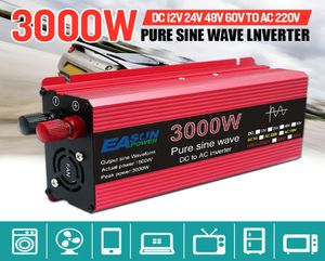 عاكس موجة الجيب النقي 3000W 2200W 1600W 1000W Voltage DC 12V 24V إلى AC 110V 220V محول الطاقة Solar Inverter2509807