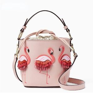 Çantalar flamingo nakış tasarımı güzel pembe kova çanta küçük pu deri kadın omuz çantası sevimli kız crossbody çanta günlük çanta