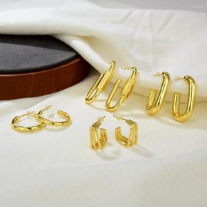 Hoop Earrings Exaggerated Plain Circle Three Layer Pattern C Word Women's Jewelry Solid Smooth Rectangular Wind Trend