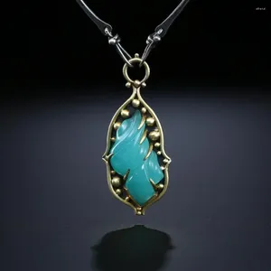 Pendant Necklaces Retro Carving Krama Chalcedony With Silver Plating Wave Necklace Fashion Exquisite Ornaments For Women