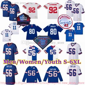 Benutzerdefinierte S-6XL Throwback 1925-1999 11 Phil Simms Jersey Stitch 53 Harry Carson 56 Lawrence Taylor 58 Carl Banks 89 Mark Bavaro 79 Rosey Brown Eli Manning Trikots