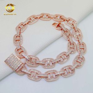 Iced Out Jewelry 15mm Miami Cuban Link Chain Personalizado Hip Hop Colar Vvs Moissanite Correntes para Homens Mulheres